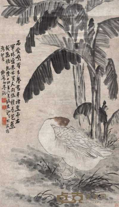 李鱓 1749年作 花鸟 立轴 128×33cm